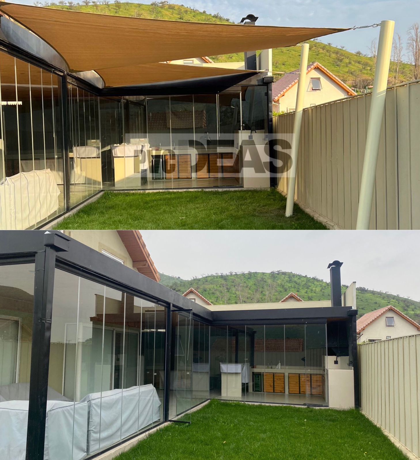 Instalación toldo vela antes y después